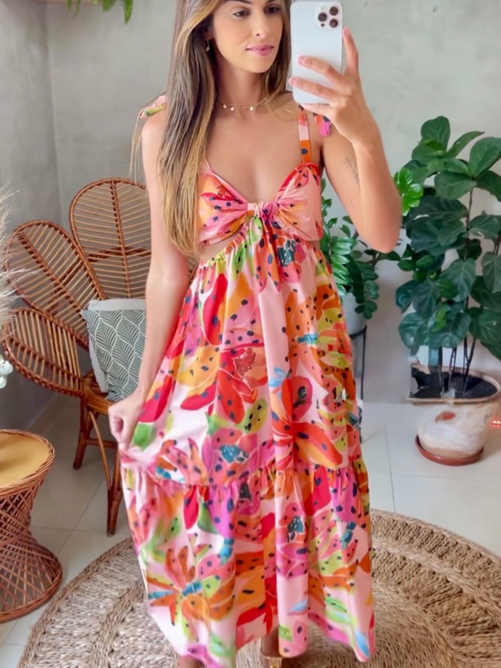 FARM Rio Banana Flower sleeveless midi dress Size S (fits S & M)